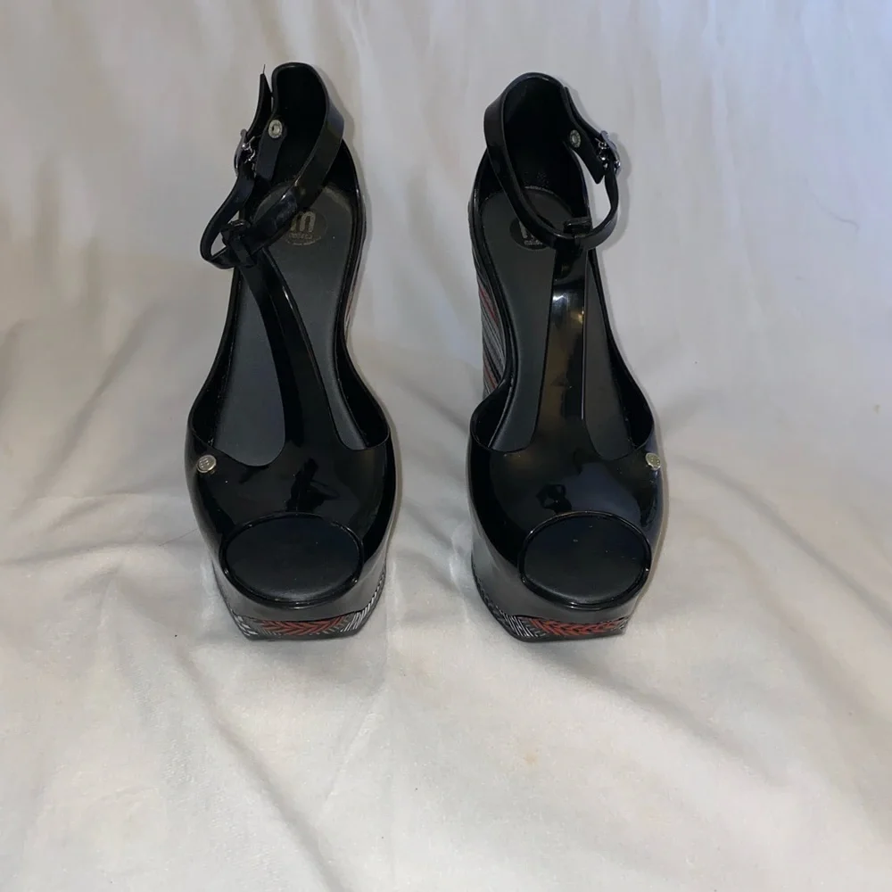 Melissa Peace T-Strap Peep Toe Wedges